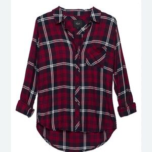 Rails Hunter Plaid Button Up Shirt Cherry Navy White Size XS Soft